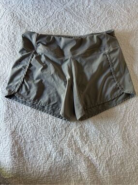 Women's Olive Green Athletic Shorts with Wide Waistband